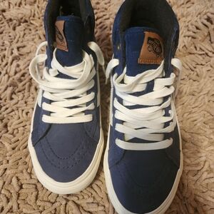 Blue High-Vans SK8 Hi MTE-1 Nubuck Navy Blue Gum White Sneakers Men 5.5- W 7.0